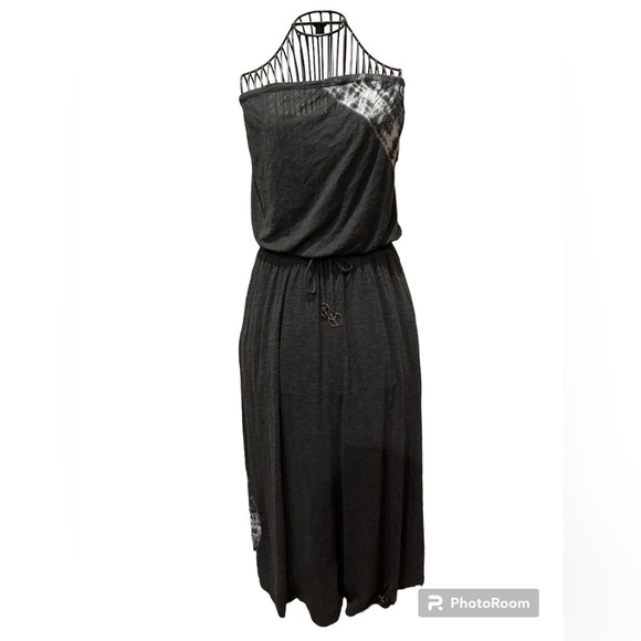Gypsy 05 Grey smocked tie dye strapless maxi dress - Picture 1 of 9